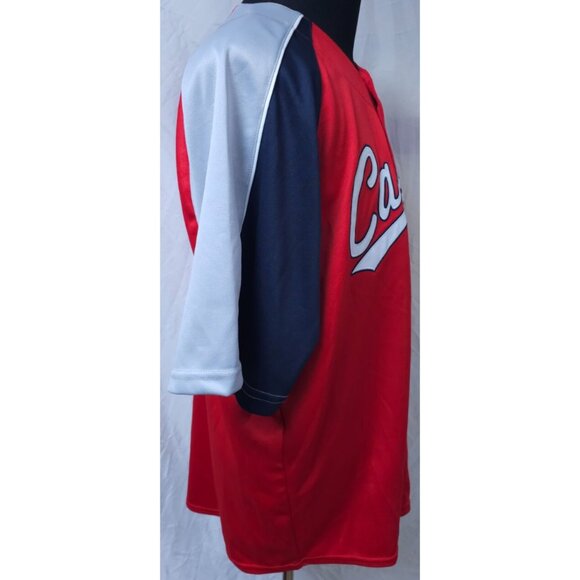 Vtg St Louis Cardinals Dynasty Series XL Red Blue Grey Button Spellout Jersey - Picture 7 of 11